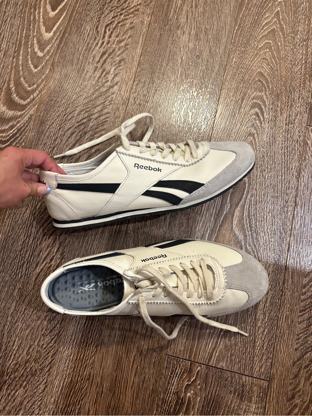Reebok Men's Cream and Black Retro Runner Sneakers